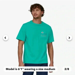 Men's (unisex) Line Logo Ridge  Stripe Organic Pocket T-Shirt